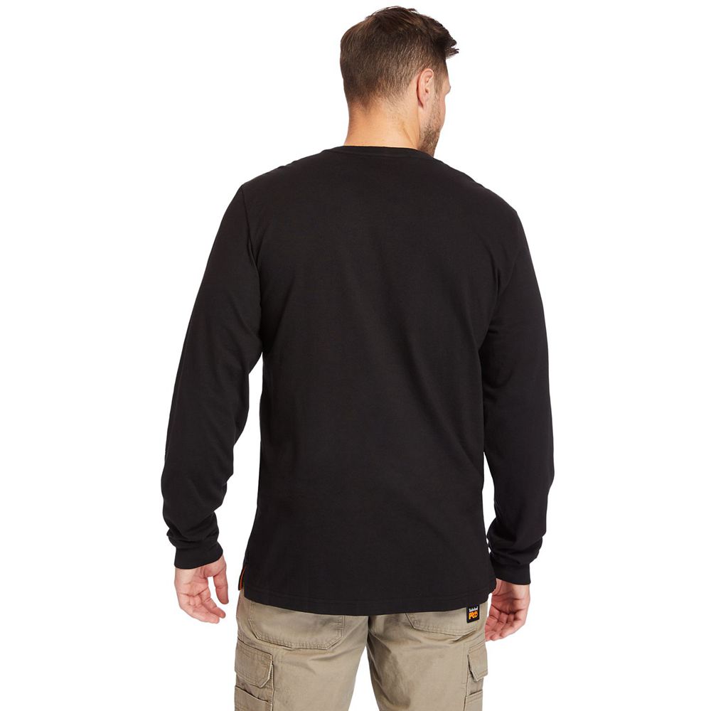 Timberland Μπλουζάκια Ανδρικα Μαυρα - Pro® Big & Tall Base Plate Long-Sleeve Wicking - Greece 823457